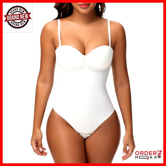 Strapless Shapewear Corset Bodysuit Tummy Control V Neck Thong Body Shaper